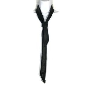 Black Faux Leather Women's Skinny Neckties